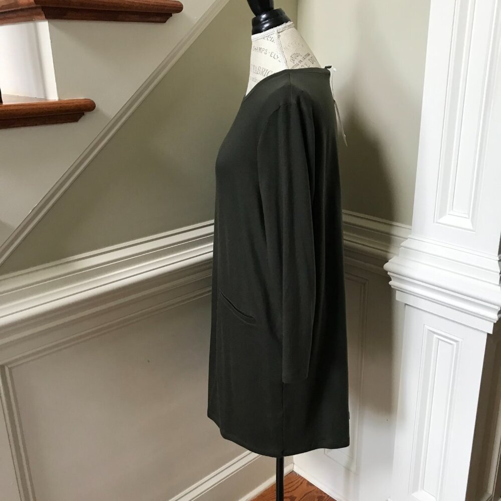 NWT Eileen Fisher Tencel Stretch Terry Dress Womens Large P Petite LP Green NEW - Picture 8 of 11
